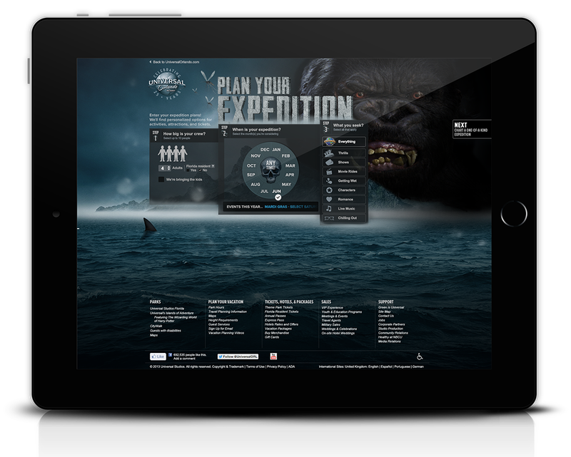 Website developed to promote the new attraction "Skull Island:  Reign of Kong™".