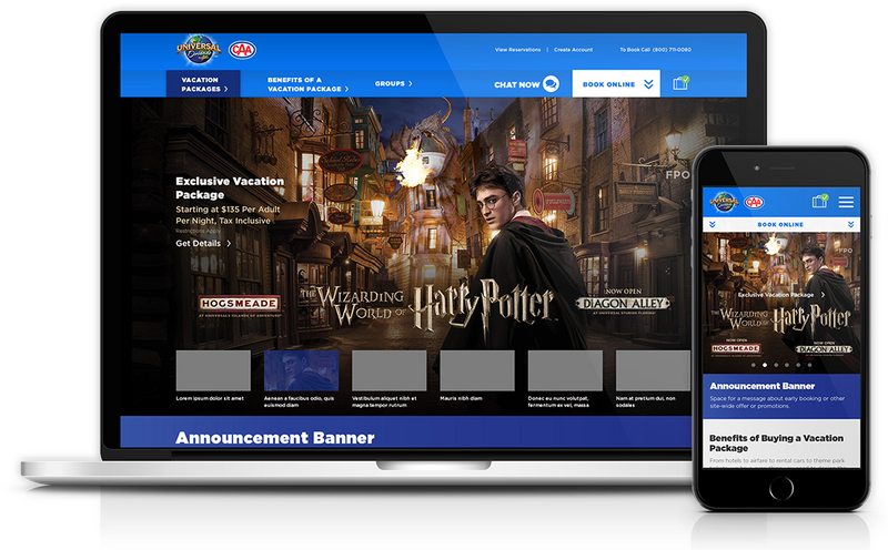 Universal Orlando home-page design.